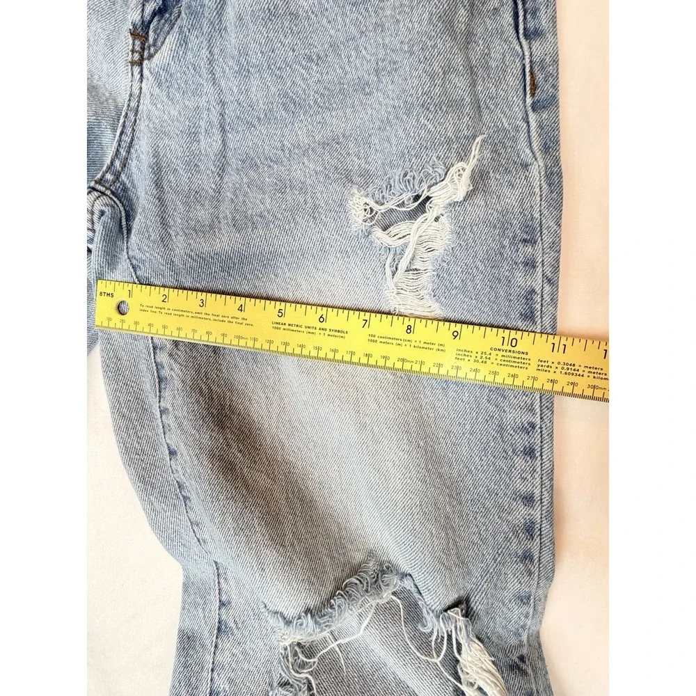 PacSun Low Rise Wide Leg Jeans Womens 26 Distressed Lite Wash Raw Hem Y2K Grunge - Picture 11 of 14
